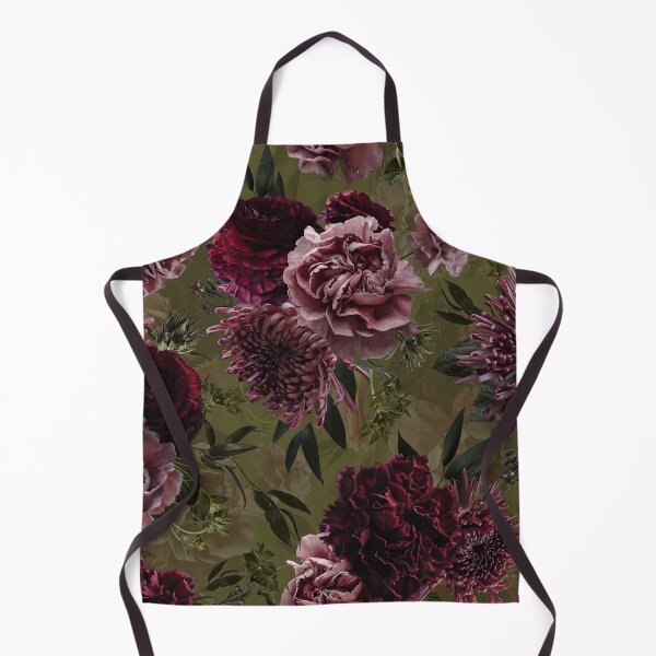 Item preview, Vintage Dramatic Glamour Real Moody Florals - Dark Roses And chrysantems - green - double layer  designed and sold by UtArt.