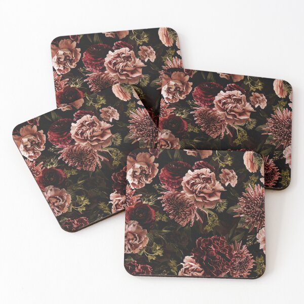 Item preview, Vintage Dramatic Glamour Real Moody Florals - Dark Roses And chrysantems - sepia black - double layer  designed and sold by UtArt.