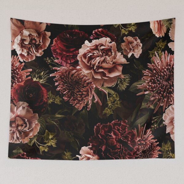 Item preview, Vintage Dramatic Glamour Real Moody Florals - Dark Roses And chrysantems - sepia black - double layer  designed and sold by UtArt.