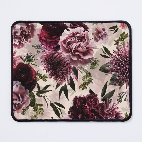 Item preview, Vintage Dramatic Glamour Real Moody Florals - Dark Roses And chrysantems - pale pink - double layer  designed and sold by UtArt.