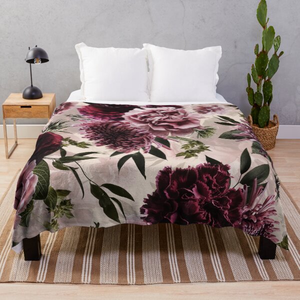 Item preview, Vintage Dramatic Glamour Real Moody Florals - Dark Roses And chrysantems - pale pink - double layer  designed and sold by UtArt.