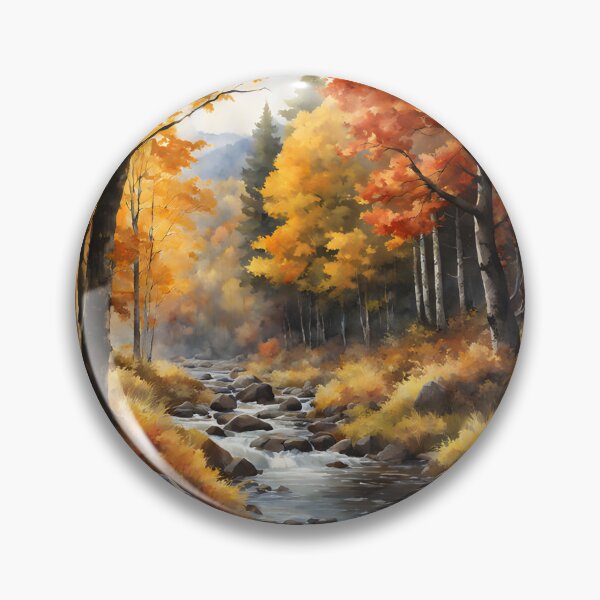 Item preview, Forest Stream in Autumn Landscape Watercolor Painting | Watercolor Landscape | Watercolor Art | Watercolor Scenery designed and sold by UnhingedBird.