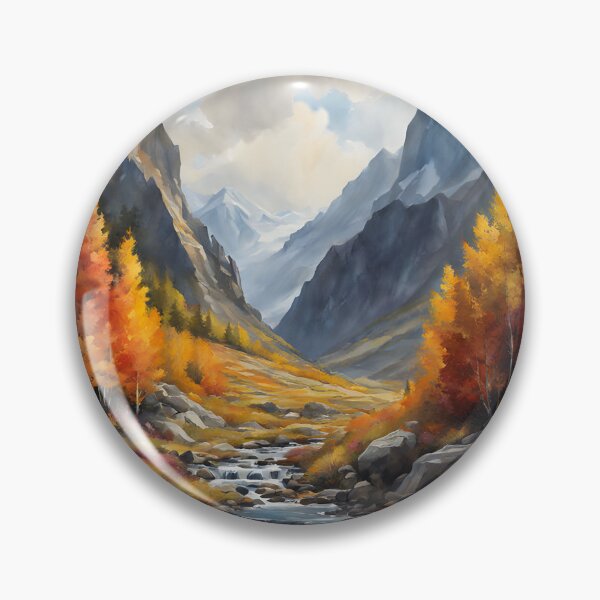 Item preview, Mountains in Autumn Landscape Watercolor Painting | Watercolor Landscape | Watercolor Art | Watercolor Scenery designed and sold by UnhingedBird.