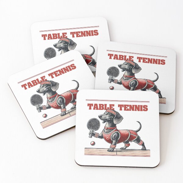 Item preview, Dachshund Dog Retro Table Tennis Game designed and sold by LuminOrb.