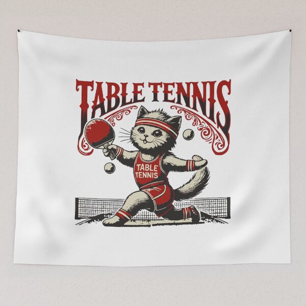 Item preview, Cute Cat Table Tennis Vintage Style Retro designed and sold by LuminOrb.
