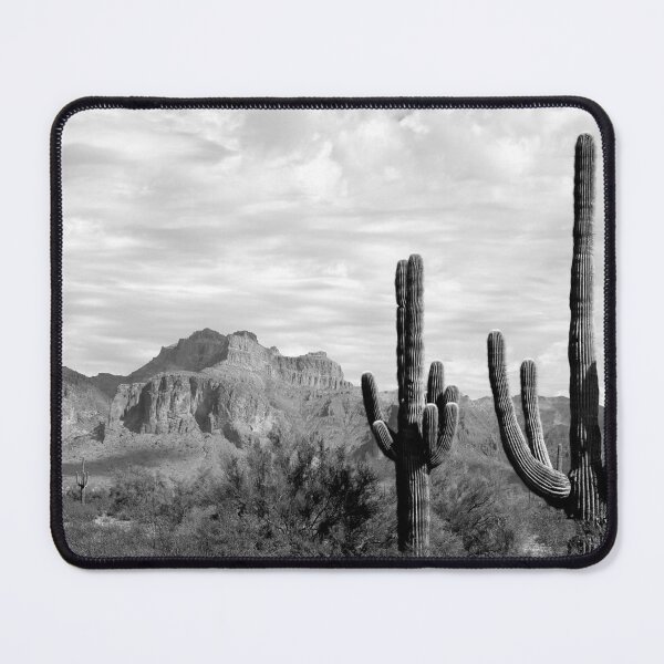 Item preview, Superstition Mountains with Saguaros - Black and white designed and sold by AzHammock.