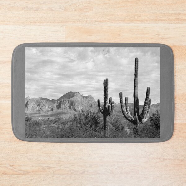 Item preview, Superstition Mountains with Saguaros - Black and white designed and sold by AzHammock.