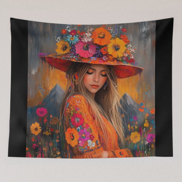 Item preview, Vibrant Grace: Peruvian Woman in Bloom designed and sold by ArtVibeCo.