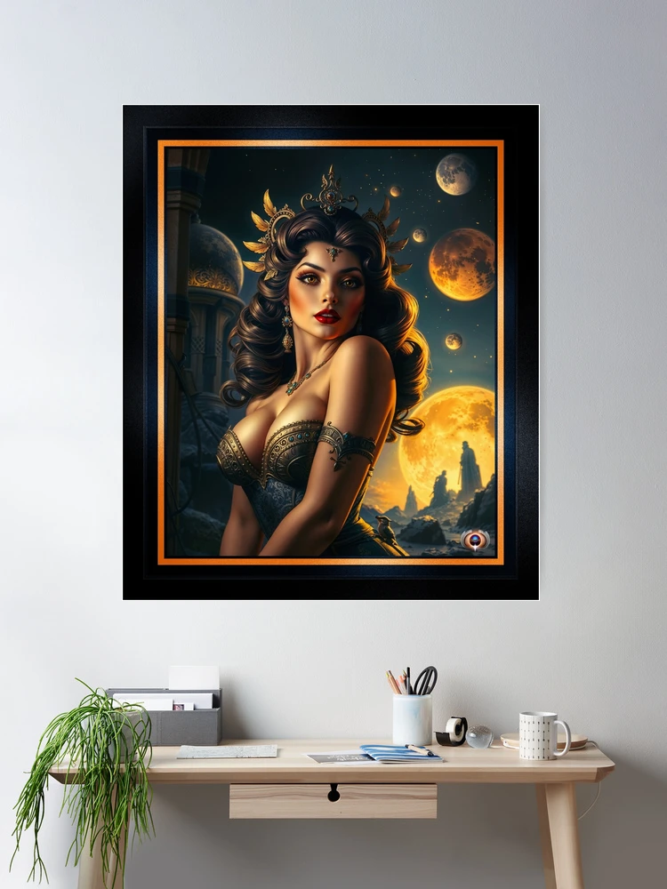 Cosmic Elegance Of Celasia, Enchanting Queen Of The Planet Metara AI Concept Art by Xzendor7 | Her Beauty Shines In The Darkness 2 Cosmic Elegance Of Celasia, Enchanting Queen Of The Planet Metara Mesmerizing AI Concept Art by Xzendor7 Room Decor Poster Art Print