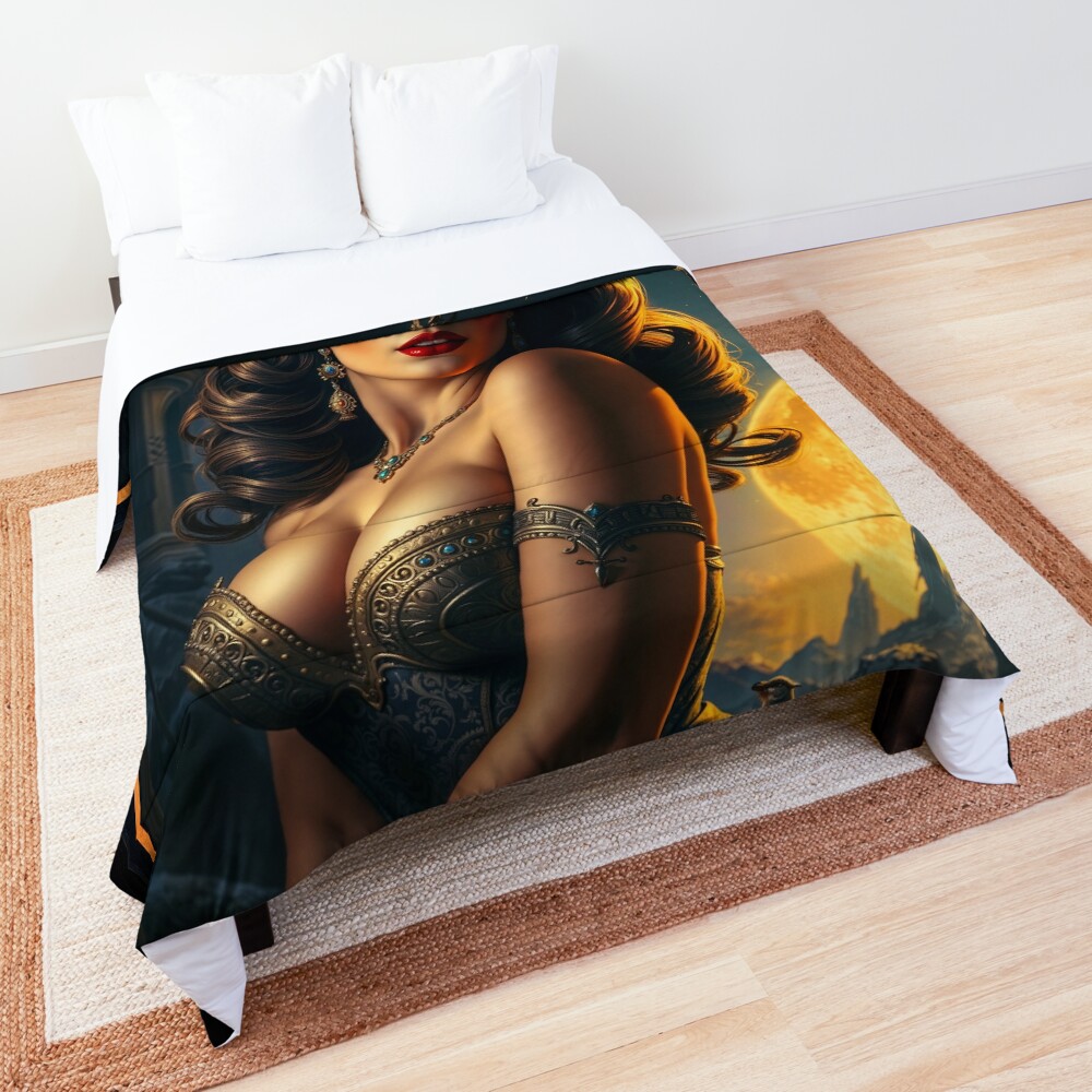 Cosmic Elegance Of Celasia, Enchanting Queen Of The Planet Metara AI Concept Art by Xzendor7 | Her Beauty Shines In The Darkness 3 Cosmic Elegance Of Celasia, Enchanting Queen Of The Planet Metara Mesmerizing AI Concept Art by Xzendor7 Decorative Art Print Comforter