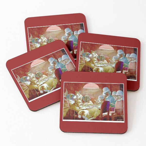 Item preview, DOGS PLAYING POKER : Vintage Pinched with Four Aces Police Abstract Print designed and sold by posterbobs.