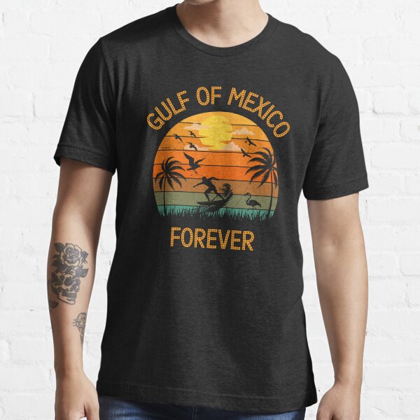 Vista previa del artículo con la obra «Diseño vintage de puesta de sol político del Golfo de México para siempre para hombres y mujeres fanáticos de México», diseñado y vendido por All Year Round.