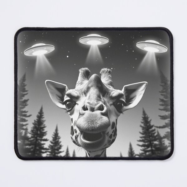 Item preview, Giraffe UFO Selfie Animal: A fun and hilarious pattern featuring animals taking selfies with aliens during an unexpected encounter. designed and sold by Grang Art Artistic Designs.
