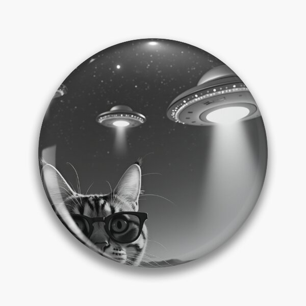 Item preview, Cool Tabby Cat UFO Alien on Horseback Animal Selfie: A fun and hilarious pattern featuring animals taking selfies with aliens during an unexpected encounter. designed and sold by Camel & Quirk.