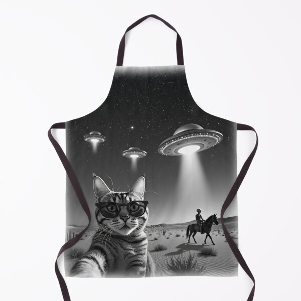 Item preview, Cool Tabby Cat UFO Alien on Horseback Animal Selfie: A fun and hilarious pattern featuring animals taking selfies with aliens during an unexpected encounter. designed and sold by Grang Art Artistic Designs.