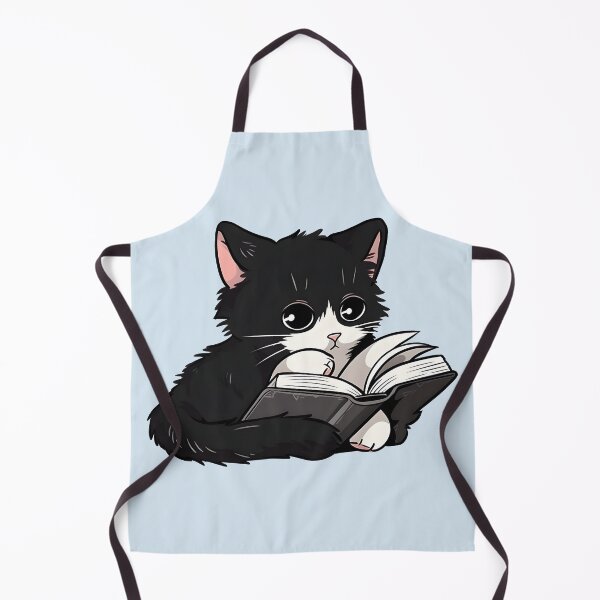 Item preview, bookish cat,cartoon black cat reading book designed and sold by xiao xuans.