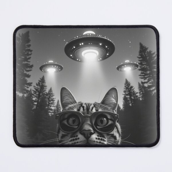 Item preview, Cool Tabby Cat UFO Animal Selfie: A fun and hilarious pattern featuring animals taking selfies with aliens during an unexpected encounter. designed and sold by Grang Art Artistic Designs.