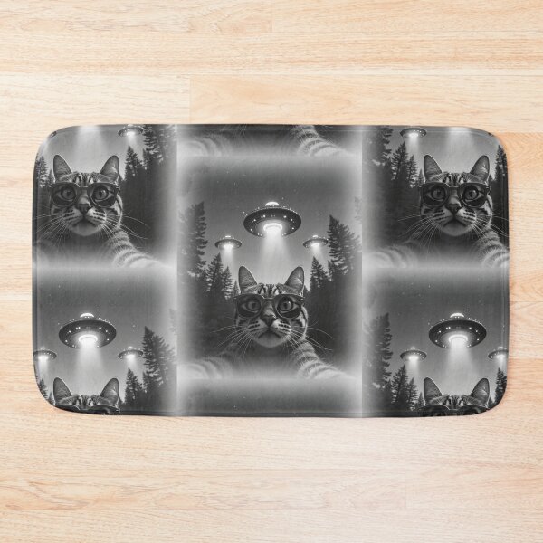 Item preview, Cool Tabby Cat UFO Animal Selfie: A fun and hilarious pattern featuring animals taking selfies with aliens during an unexpected encounter. designed and sold by Grang Art Artistic Designs.