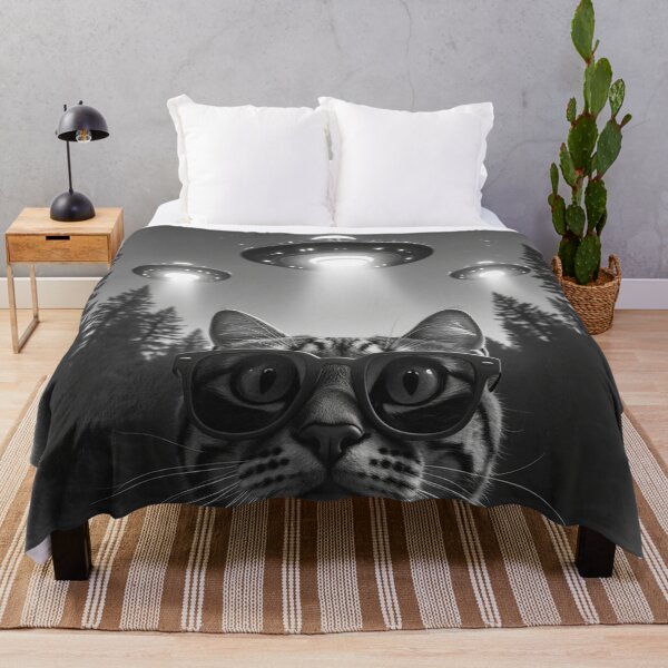 Item preview, Cool Tabby Cat UFO Animal Selfie: A fun and hilarious pattern featuring animals taking selfies with aliens during an unexpected encounter. designed and sold by Grang Art Artistic Designs.