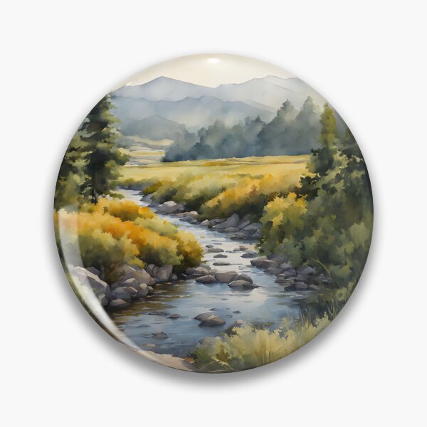 Item preview, Meadow Rivulet in Summer Landscape Watercolor Painting | Watercolor Landscape | Watercolor Art | Watercolor Scenery designed and sold by UnhingedBird.