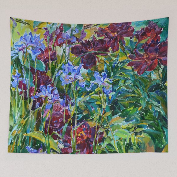 Item preview, Great oil painting of peonies and irises designed and sold by andrii kutsachenko.