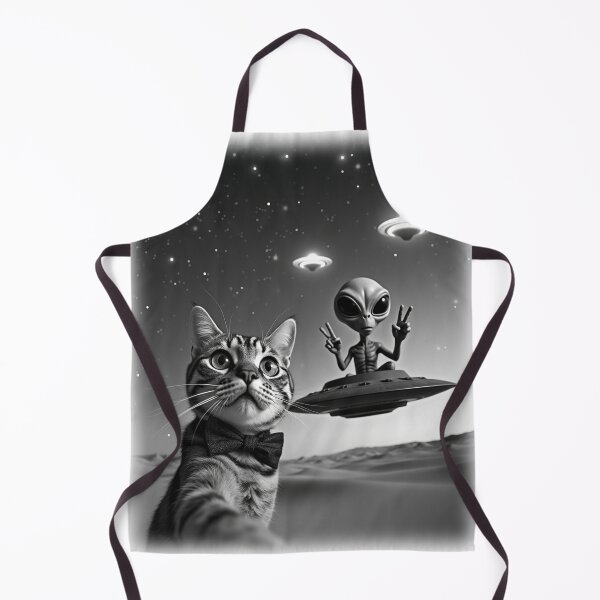 Item preview, Chilled Tabby Cat UFO Alien Abduction Animal Selfie: A fun and hilarious pattern featuring animals taking selfies with aliens during an unexpected encounter. designed and sold by Grang Art Artistic Designs.
