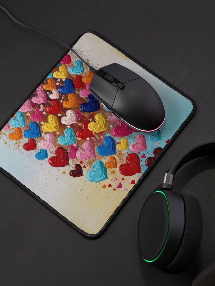 Thumbnail 4 von 5, Mauspad, Valentine Heart Rain designt und verkauft von Evelyn3112.