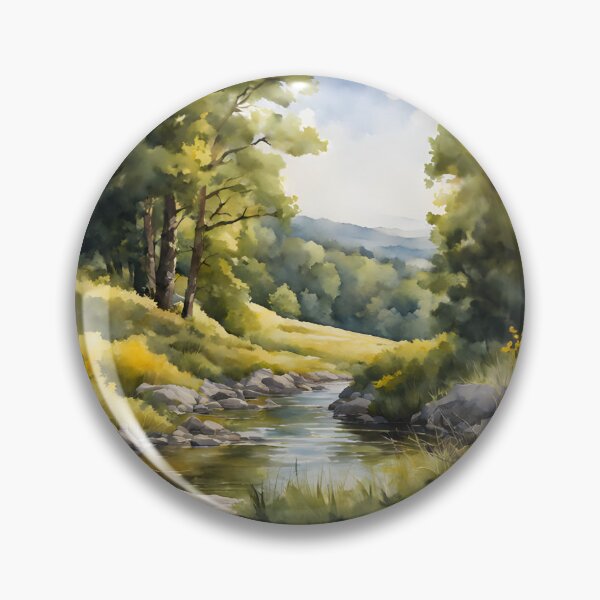 Item preview, Forest Stream in Summer Landscape Watercolor Painting | Watercolor Landscape | Watercolor Art | Watercolor Scenery designed and sold by UnhingedBird.