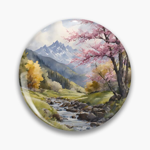 Item preview, Meadow Stream in Spring Landscape Watercolor Painting | Watercolor Landscape | Watercolor Art | Watercolor Scenery designed and sold by UnhingedBird.