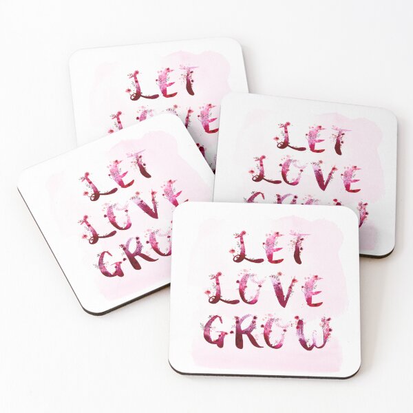 Item preview, Let Love Grow hand lettering with watercolor flowers and paint splatters designed and sold by KariSmithDes.