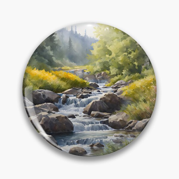 Item preview, Forest Stream in Spring Landscape Watercolor Painting | Watercolor Landscape | Watercolor Art | Watercolor Scenery designed and sold by UnhingedBird.