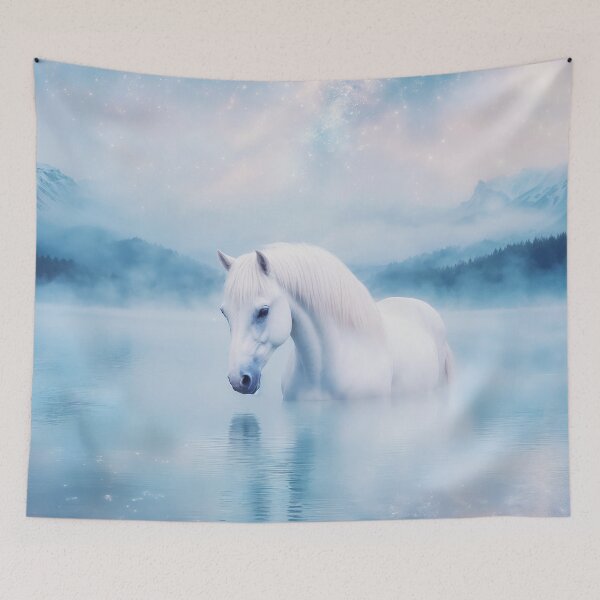 Item preview, Dreamy White Horse Beneath the Cosmic Sky designed and sold by AshiraCreations.