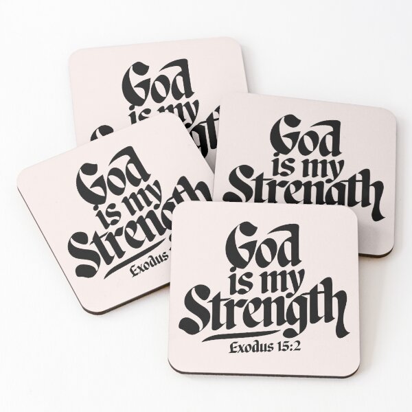 Item preview, God Is My Strength Exodus 15:2 | Calligraphy Bible Verses Christian Faith Inspirational Design designed and sold by  KnitLuv.
