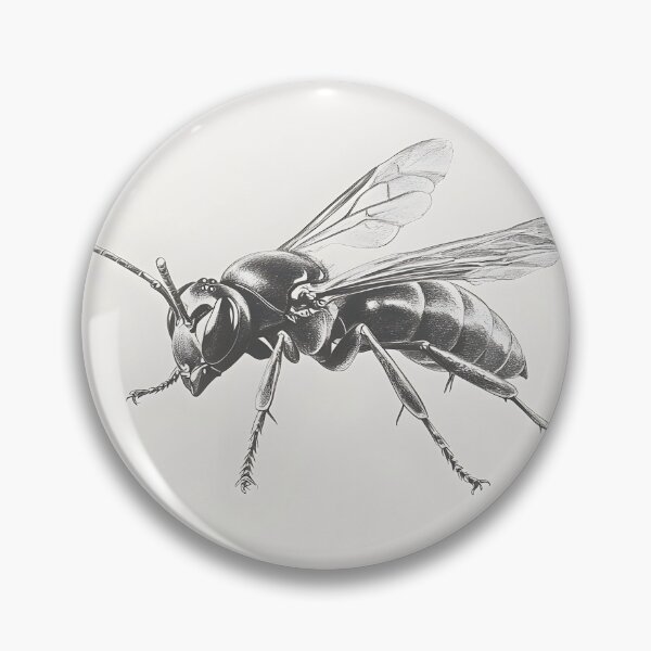 Item preview, Black and white wasp pencil drawing designed and sold by Pencil-Art.