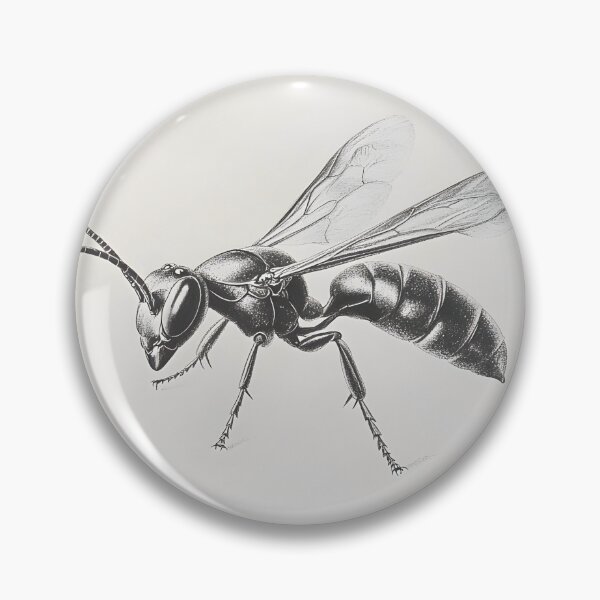 Item preview, Black and white wasp pencil drawing designed and sold by Pencil-Art.