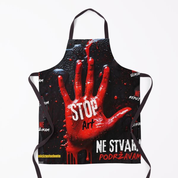 Aperçu de l'œuvre NE STVARAM PODRZAVAM! LOGO STOP ART STRAJK (logo main/paume rouge)  créée et vendue par Cookbeat.