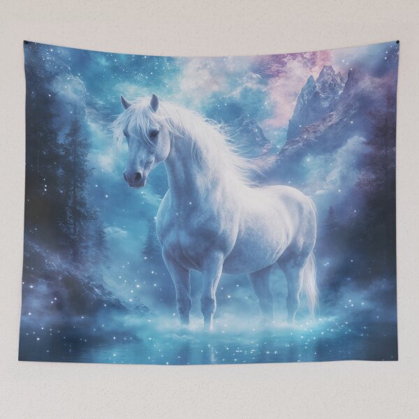 Item preview, Mystical White Horse in a Cosmic Dreamscape designed and sold by AshiraCreations.