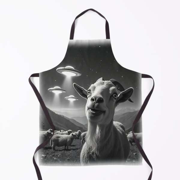 Item preview, Chilled Goat UFO Animal Selfie: A fun and hilarious pattern featuring animals taking selfies with aliens during an unexpected encounter. designed and sold by Grang Art Artistic Designs.