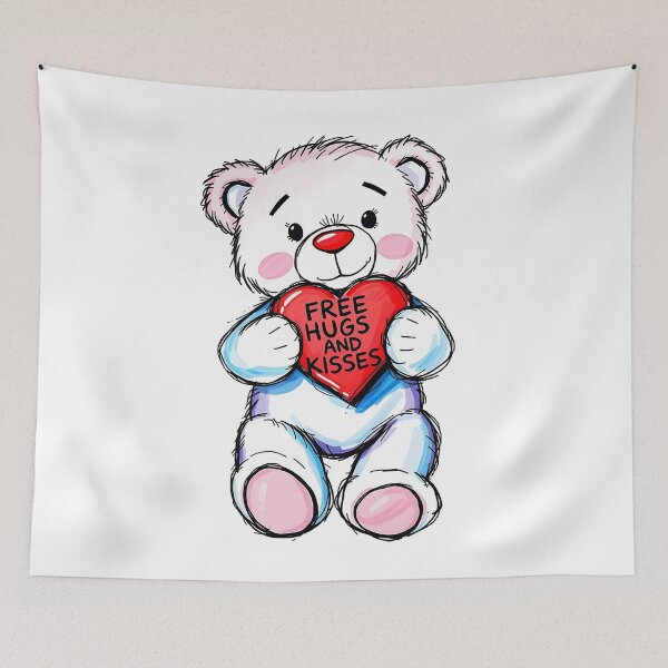 Item preview, Free Hugs and Kisses Teddy Bear Valentines designed and sold by MysticalSVK.