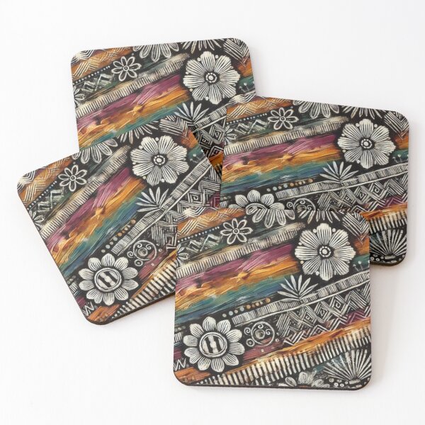 Item preview, Bogolan Mud Cloth Print with Floral Pattern designed and sold by Shs-Kenya.
