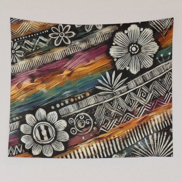 Item preview, Bogolan Mud Cloth Print with Floral Pattern designed and sold by Shs-Kenya.