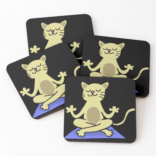 Item preview, Yellow Easy Pose Yoga Cat designed and sold by squigglypaw.