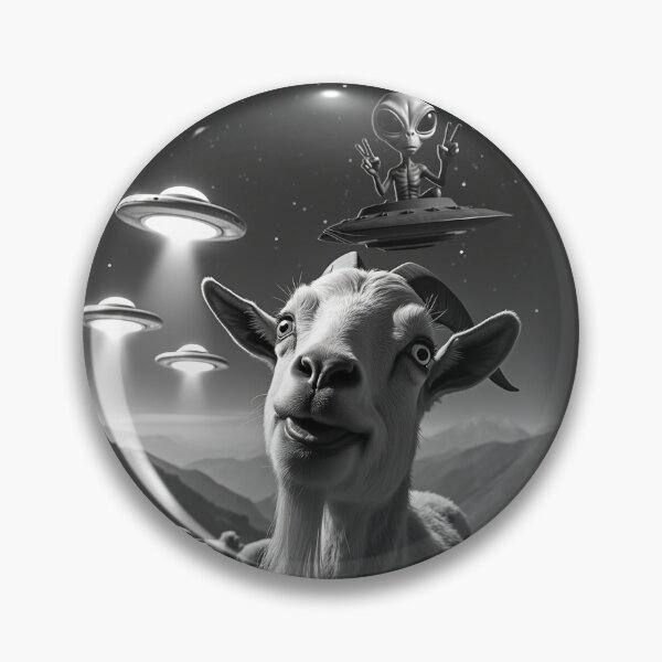Item preview, Cool Goat UFO Alien Abduction Animal Selfie: A fun and hilarious pattern featuring animals taking selfies with aliens during an unexpected encounter. designed and sold by Camel & Quirk.