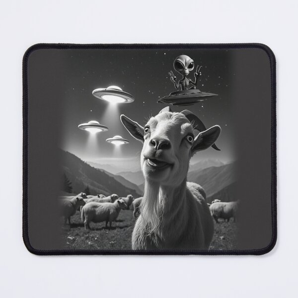 Item preview, Cool Goat UFO Alien Abduction Animal Selfie: A fun and hilarious pattern featuring animals taking selfies with aliens during an unexpected encounter. designed and sold by Grang Art Artistic Designs.