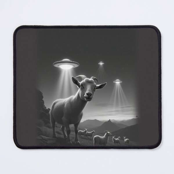 Item preview, Cool Goat on Mountainside With UFOs Animal Selfie: A fun and hilarious pattern featuring animals taking selfies with aliens during an unexpected encounter. designed and sold by Grang Art Artistic Designs.