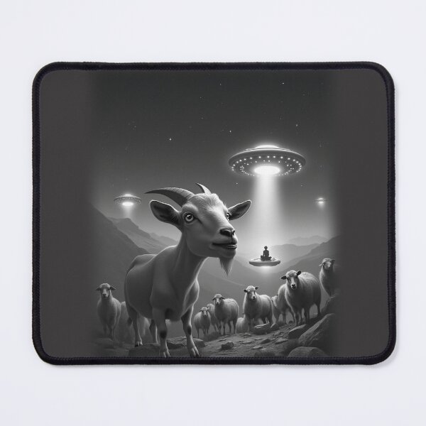 Item preview, Chilled Goat with Sheep UFO Alien Abduction Animal Selfie: A fun and hilarious pattern featuring animals taking selfies with aliens during an unexpected encounter. designed and sold by Grang Art Artistic Designs.