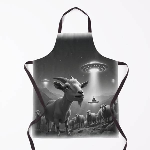 Item preview, Chilled Goat with Sheep UFO Alien Abduction Animal Selfie: A fun and hilarious pattern featuring animals taking selfies with aliens during an unexpected encounter. designed and sold by Grang Art Artistic Designs.