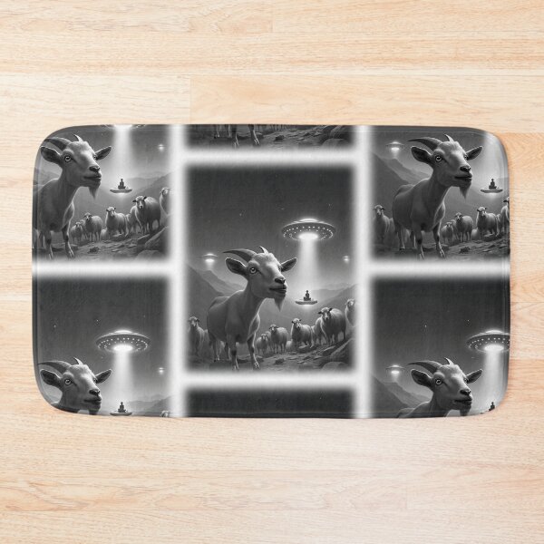 Item preview, Chilled Goat with Sheep UFO Alien Abduction Animal Selfie: A fun and hilarious pattern featuring animals taking selfies with aliens during an unexpected encounter. designed and sold by Grang Art Artistic Designs.
