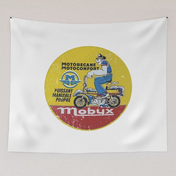 Item preview, 1975 Motobecane Mobyx mobylette - worn, aged, distressed print. designed and sold by retropetrol.