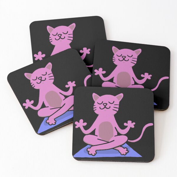 Item preview, Pink Easy Pose Yoga Cat designed and sold by squigglypaw.